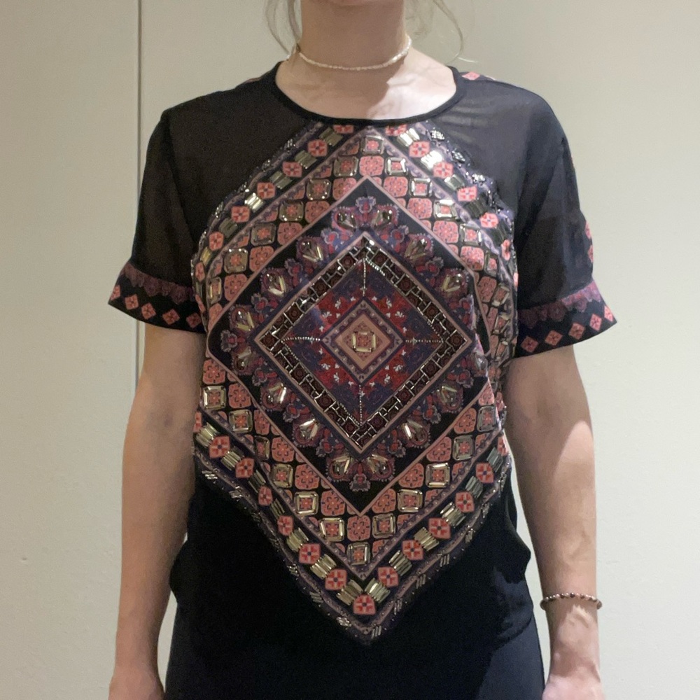 Guess Extra Small Black Sheer Top